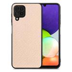 For Samsung Galaxy A22 4G Carbon Fiber Texture Leather Back Cover Phone Case(Khaki)