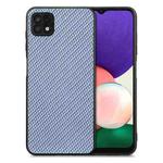 For Samsung Galaxy A22 5G Carbon Fiber Texture Leather Back Cover Phone Case(Blue)