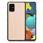 For Samsung Galaxy A51 5G Carbon Fiber Texture Leather Back Cover Phone Case(Khaki)