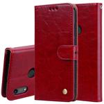 Business Style Oil Wax Texture Horizontal Flip Leather Case for Huawei Honor 8A (with Fingerprint Hole), with Holder & Card Slots & Wallet(Red)