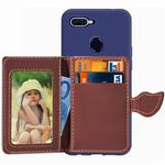 Leaf Buckle Litchi Texture Card Holder PU + TPU Case for OPPO F9, with Card Slot & Holder & Wallet & Photo Frame