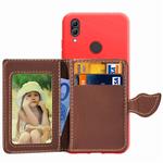 Leaf Buckle Litchi Texture Card Holder PU + TPU Case for Xiaomi Redmi Note 7, with Card Slot & Holder & Wallet & Photo Frame(Red)