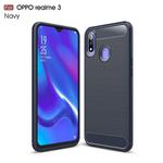Brushed Texture Carbon Fiber TPU Case for OPPO Realme 3(Navy Blue)