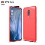 Brushed Texture Carbon Fiber TPU Case for OPPO Reno(Red)