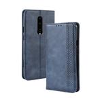 Magnetic Buckle Retro Crazy Horse Texture Horizontal Flip Leather Case for OnePlus 7 Pro, with Holder & Card Slots & Photo Frame(blue)