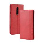 Magnetic Buckle Retro Crazy Horse Texture Horizontal Flip Leather Case for OnePlus 7 Pro, with Holder & Card Slots & Photo Frame(red)