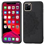 Embossed Mandala pattern PC + TPU + Fabric Phone Case for iPhone 11 Pro , with Lanyard & Magnetic(Black)