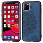 Embossed Mandala pattern PC + TPU + Fabric Phone Case for iPhone 11 Pro , with Lanyard & Magnetic(Blue)