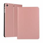 left and right solid color elastic leather case for iPad Mini 1 / Mini 2 / Mini 3  with stand with sleep function, TPU soft shell bottom case(Rose gold)