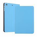 left and right solid color elastic leather case for iPad Mini 1 / Mini 2 / Mini 3  with stand with sleep function, TPU soft shell bottom case(Light blue)