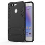 Shockproof PC + TPU Case for Huawei Nova 2 Plus, with Holder(Black)