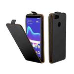 Business Style Vertical Flip TPU Leather Case with Card Slot for Huawei Y9(2018) / Enjoy 8 Plus(Black)
