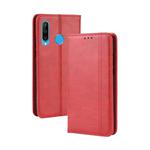 Magnetic Buckle Retro Crazy Horse Texture Horizontal Flip Leather Case for Huawei Honor 10i / 20i  , with Holder & Card Slots & Photo Frame(Red)