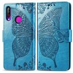 Butterfly Love Flowers Embossing Horizontal Flip Leather Case for LG W30 , with Holder & Card Slots & Wallet & Lanyard(Blue)