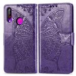 Butterfly Love Flowers Embossing Horizontal Flip Leather Case for LG W30 , with Holder & Card Slots & Wallet & Lanyard(Dark Purple)
