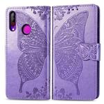 Butterfly Love Flowers Embossing Horizontal Flip Leather Case for LG W30 , with Holder & Card Slots & Wallet & Lanyard(Light Purple)