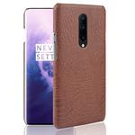 Shockproof Crocodile Texture PC + PU Case for OnePlus 7 Pro(Brown)