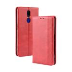 Magnetic Buckle Retro Crazy Horse Texture Horizontal Flip Leather Case for Oppo F11 , with Holder & Card Slots & Photo Frame(Red)