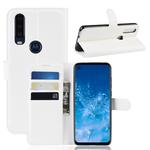 Litchi Skin PU Leather Wallet Stand Mobile Casing for Motorola Moto P40 Power(white)