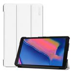 ENKAY PU Leather + Plastic Bottom Case with Three-folding Holder for Galaxy Tab A 8 (2019) P200 / P205(White)