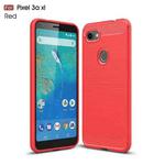Brushed Texture Carbon Fiber TPU Case for Google Pixel 3a XL(Red)