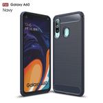 Brushed Texture Carbon Fiber TPU Case for Galaxy A60(Navy Blue)