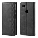 Magnetic Buckle Retro Crazy Horse Texture Horizontal Flip Leather Case for Google Pixel 3a XL , with Holder & Card Slots & Photo Frame(Black)