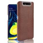 Shockproof Crocodile Texture PC + PU Case for Galaxy A80 / A90(Brown)