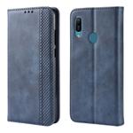 Magnetic Buckle Retro Crazy Horse Texture Horizontal Flip Leather Case for Huawei Y6 (2019), with Holder & Card Slots & Photo Frame(Blue)