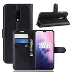 Litchi Texture Horizontal Flip Leather Case for OnePlus 7, with Holder & Card Slots & Wallet(Black)