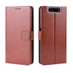 Retro Crazy Horse Texture Horizontal Flip Leather Case for Galaxy A80 / A90, with Holder & Card Slots & Photo Frame(Brown)
