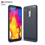 Brushed Texture Carbon Fiber TPU Case for LG Stylo 5(Navy Blue)