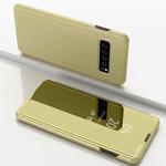 Electroplating Mirror Horizontal Flip Leather Case for Galaxy S10 5G, with Holder(Gold)