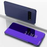 Electroplating Mirror Horizontal Flip Leather Case for Galaxy S10 5G, with Holder(Violet blue)