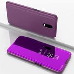 Electroplating Mirror Horizontal Flip Leather Case for OnePlus 7 Pro, with Holder(Purple)