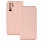 Ultra-thin Pressed Magnetic TPU+PU Leather Case for Huawei P30 Pro with Card Slot & Holder(Rose gold)