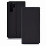 Ultra-thin Pressed Magnetic TPU+PU Leather Case for Huawei P30 Pro with Card Slot & Holder(Black)