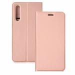 Ultra-thin Pressed Magnetic TPU+PU Leather Case for Huawei P30 Lite with Card Slot & Holder(Rose gold)