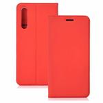 Ultra-thin Pressed Magnetic TPU+PU Leather Case for Huawei P30 Lite with Card Slot & Holder(Red)
