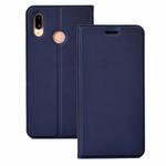 Ultra-thin Pressed Magnetic TPU+PU Leather Case for Huawei P30  with Card Slot & Holder(Blue)