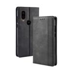 Magnetic Buckle Retro Crazy Horse Texture Horizontal Flip Leather Case for Motorola MOTO One Vision, with Holder & Card Slots & Photo Frame(Black)