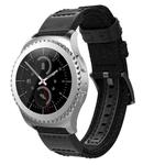 Canvas and Leather Watch Band for Samsung Gear S2/Galaxy Active 42mm, Wrist Strap Size:135+96mm(Black)
