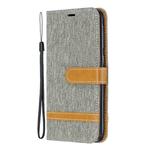 Color Matching Denim Texture Leather Case for Samsung Galaxy A20E, with Holder & Card Slots & Wallet & Lanyard(Grey)