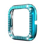 For Fitbit versa 2 PC Double-row Diamond-encrusted Protective Shell(Rock teal)