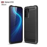 For Huawei Honor X10 Brushed Texture Carbon Fiber TPU Case(Black)