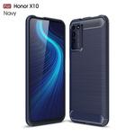 For Huawei Honor X10 Brushed Texture Carbon Fiber TPU Case(Navy Blue)