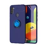 For Galaxy A11 Metal Ring Holder 360 Degree Rotating TPU Case(Blue+Blue)