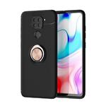 For Xiaomi Redmi Note 9 Metal Ring Holder 360 Degree Rotating TPU Case(Black+Rose Gold)