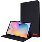 For Samsung Galaxy Tab S6 Lite Horizontal Flip TPU + Fabric PU Leather Protective Case with Name Card Clip(Black)