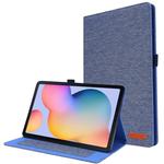 For Samsung Galaxy Tab S6 Lite Horizontal Flip TPU + Fabric PU Leather Protective Case with Name Card Clip(Dark Blue)